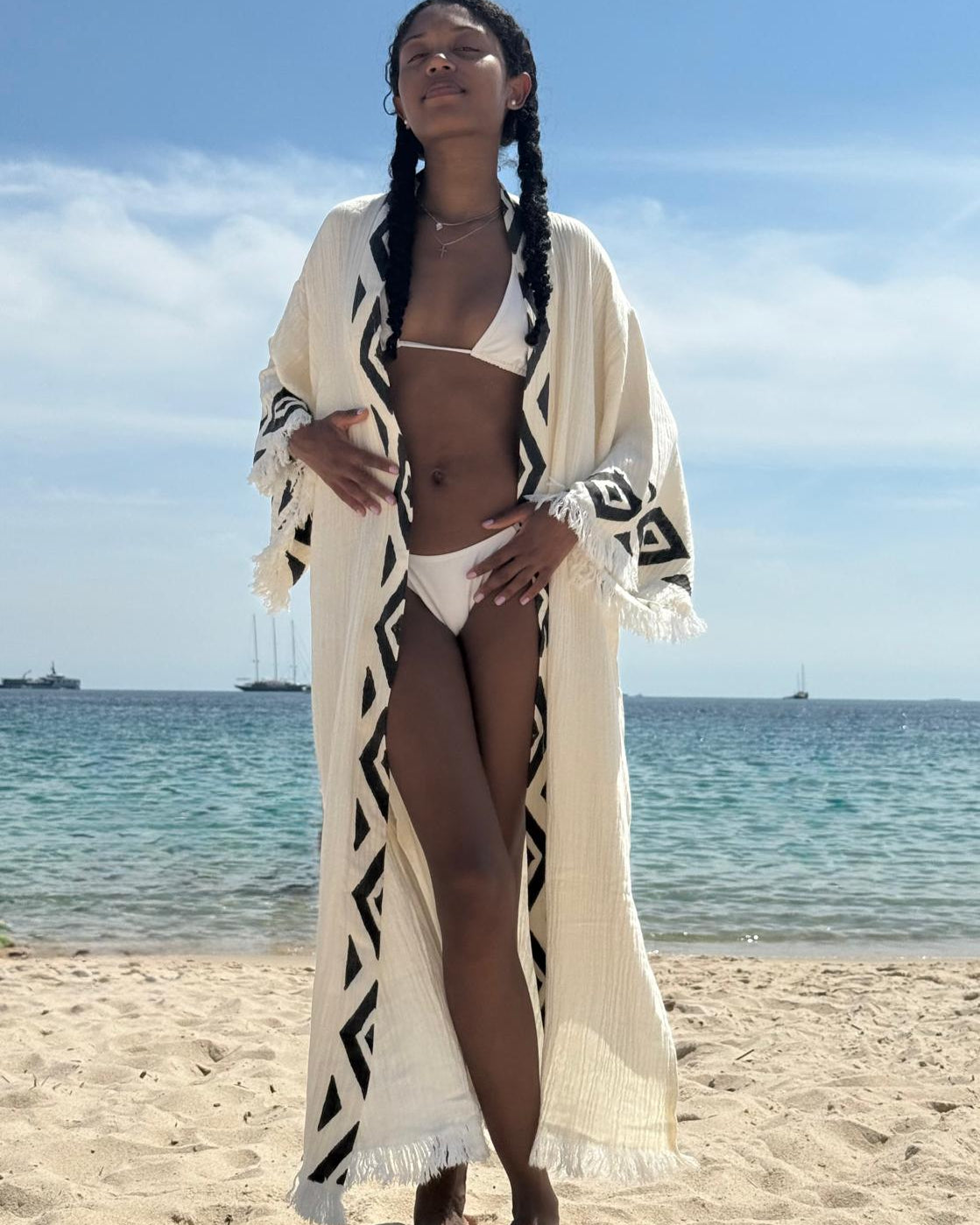 Nefrettii – Kimono Femme Artisanale en Tissu 100% Naturel, Imprimé à la Main