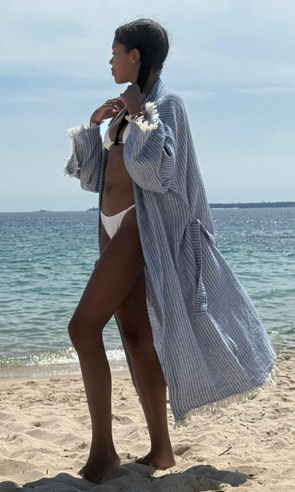 RAYE – Kimono en coton doux – Bleu, léger & polyvalent