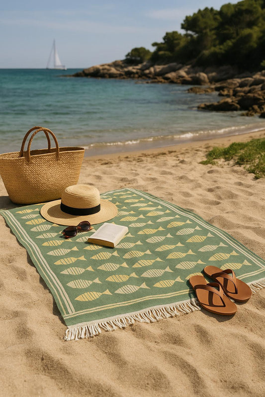 POİSSON Serviette de plage élégante, en coton, et stylée