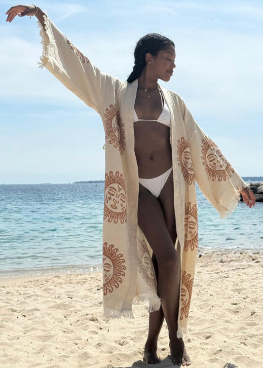 Kimono Femme Soleile - Coton  Élégance Naturelle & Artisanat Authentique